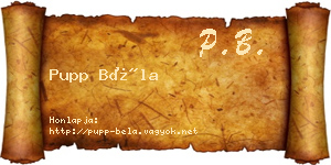 Pupp Béla névjegykártya